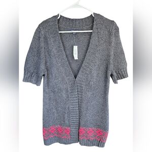 Banana Republic Gray Cardigan with Pink Accents